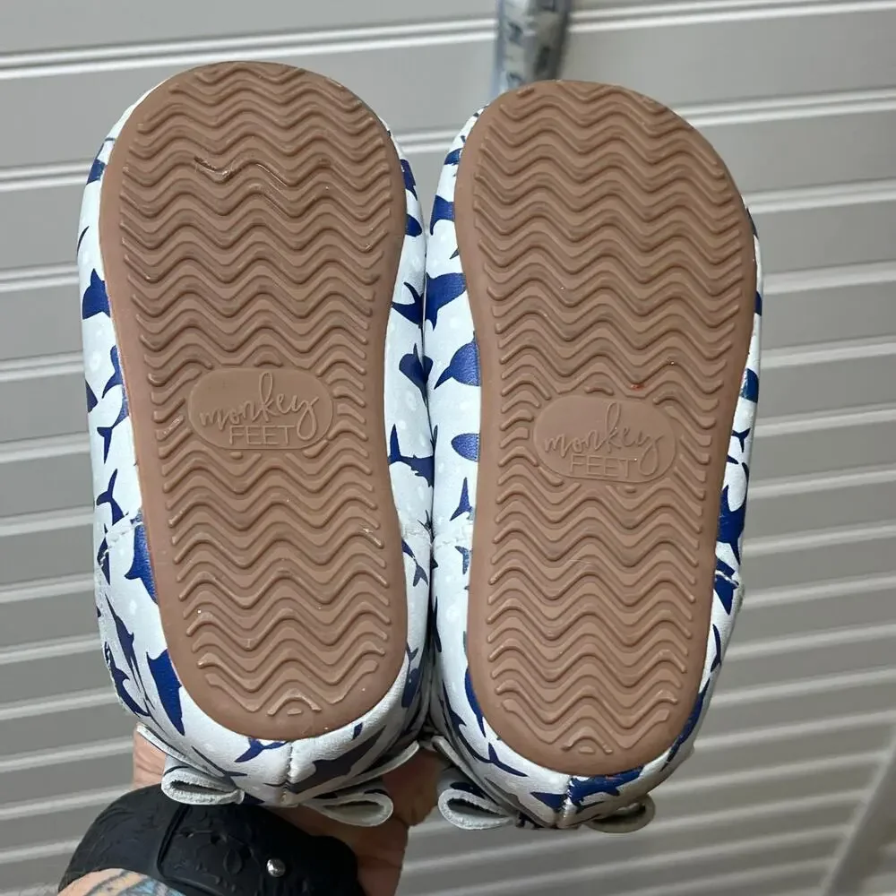 Monkey Feet Leather Ballet Flats with Back Bow & Shark Print Size 18-24 Months